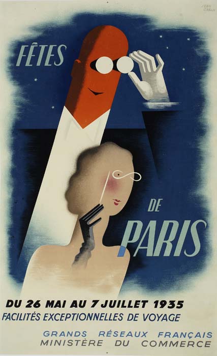 JEAN CARLU (1900-1997) FETES DE PARIS. 1935. 39x23 inches.